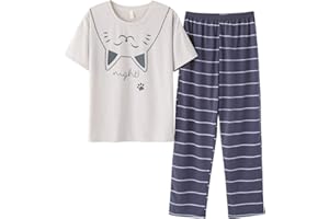 Jashe Big Girls Cute Unicorn Pajama - Short Sleeve & Pants Set Tweens/Teens PJS Pal Kids Size 8-18