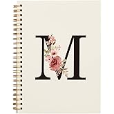 OXW Personalized Initial Letter M Notebook, Custom Notebook for School, Custom Gifts, Personalized Monogrammed Gifts for Women, Customized Notebook, Hardcover Spiral Notebook 5.5 x 8.3