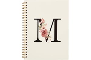 OXW Initial Letter M Notebook, Personalized Gifts, Custom Notebook Journals for Writing, Customized Gifts, Monogrammed Gifts for Women, Personalized Notepads, Hardcover Spiral Notebook 5.5 x 8.3
