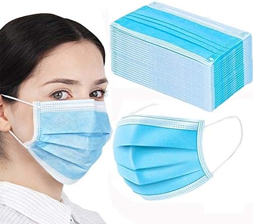 Retail Sign Systems Disposable 3 Layers Dustproof Facial Mask Protective Cover, Blue, 50 Count (Pack of 1)