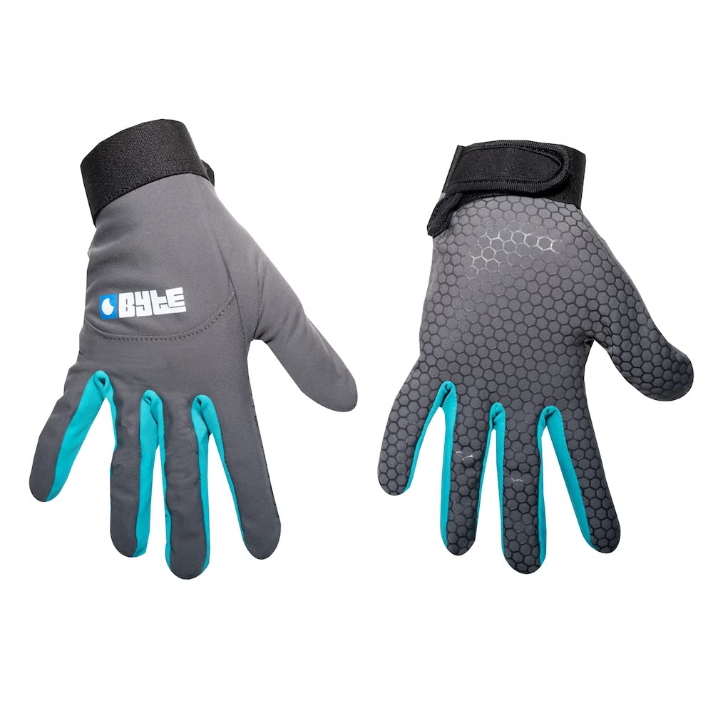 BYTE SKIN HOCKEY GLOVES GREY TEAL (SMALL)