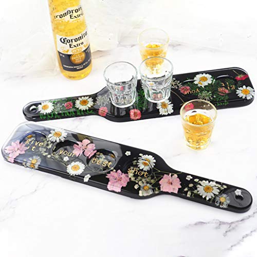 TikooTik 3pcs Wine Glass Serving Tray Mold, Shot Glass Tray Resin Mold, Beer Wine Glass Holder