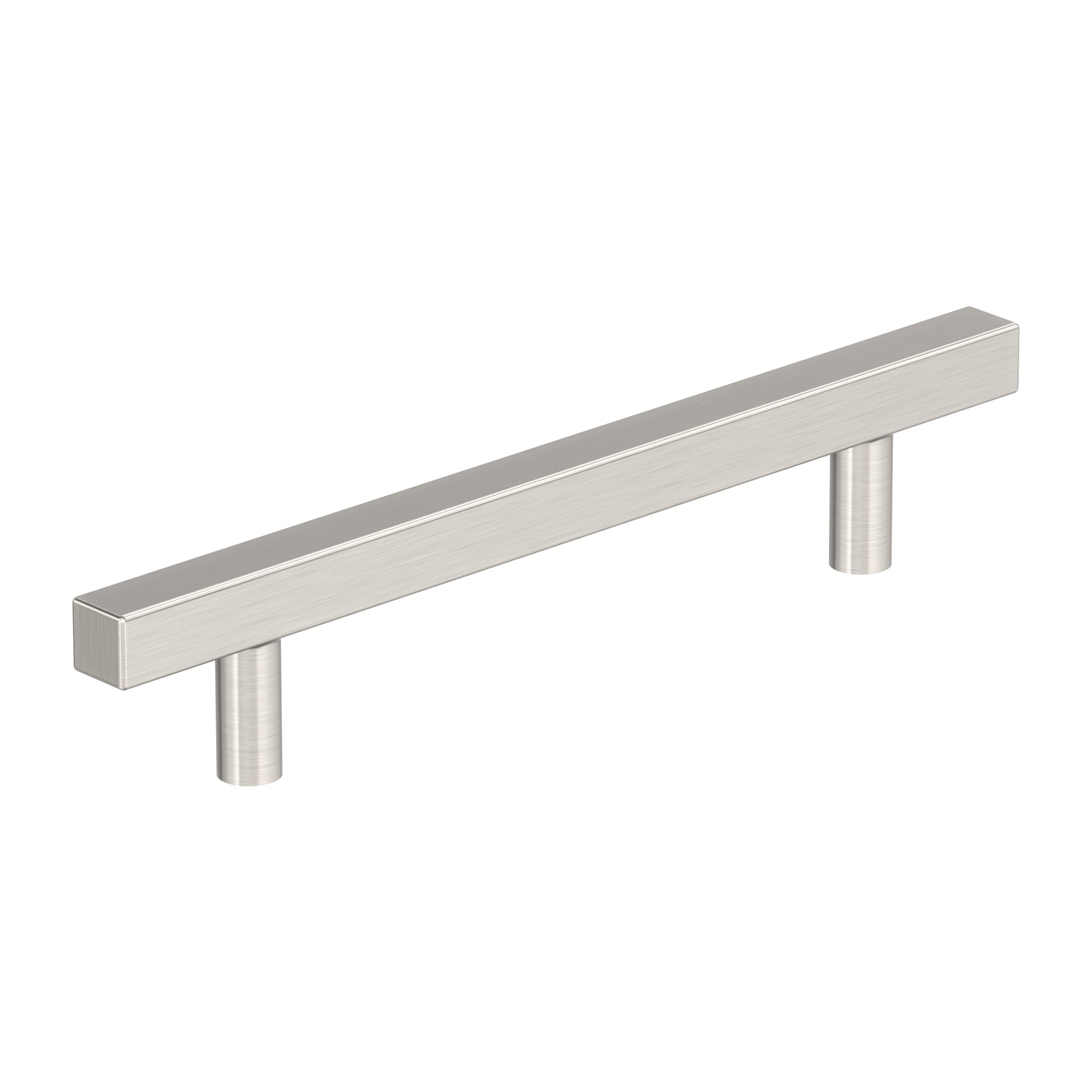 Photo 1 of Amerock Bar Pulls Square 5-1/16 inch (128mm) Center-to-Center Satin Nickel Cabinet Pull - 10 Pack