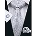 Hi-Tie New Fashion Classic Grey Woven Silk Necktie Tie Hanky Cufflinks set
