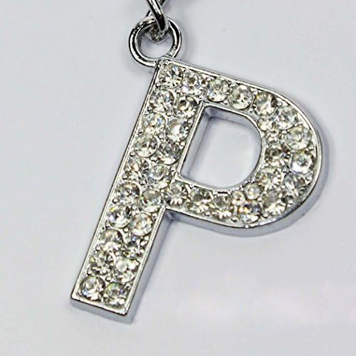 SSWQ Multi-Style New 26 Metal Alphabet Letter A-Z Diamante Keyring Sparkly Bling Crystal Keychain Ring-P