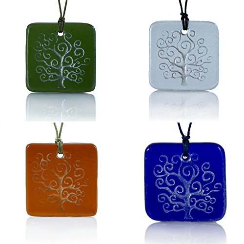 Moneta Jewelry, Recycled Glass Tree of Life Pendant Necklace, Handmade, Fair Trade, Unique Gift