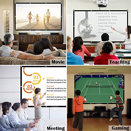 Ylife 84 Inch Projector Screen, 16:9 HD 4K No Crease Portable Video Movie Screen Grommets for Outdoor Indoor Home Theater - Thumbnail 6