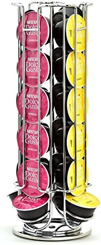 Amazon Caps Racks ネスカフェ ドルチェグスト 専用 カプセルホルダー 収納 ラック タワー 回転式 24カプセル用 シルバー クローム Caps Racks コーヒー用品 通販