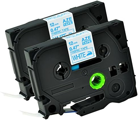 AMTONER Compatible Brother P-touch TZe-FA3 TZe FA3 Blue on White Fabric Iron-on Tape 12mm x 3m for P-touch PT-P750W PT-P700 PT-D210 PT-D600 Label Maker 2 Packs