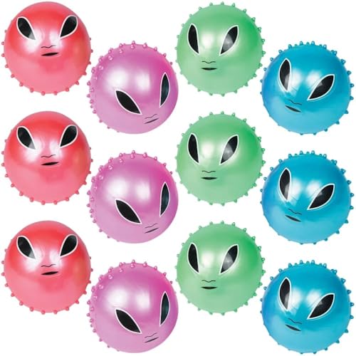 Assorted Colors Inflatable Alien Spike Vinyl Balls (5") 12 Count, Fun & Colorfu…