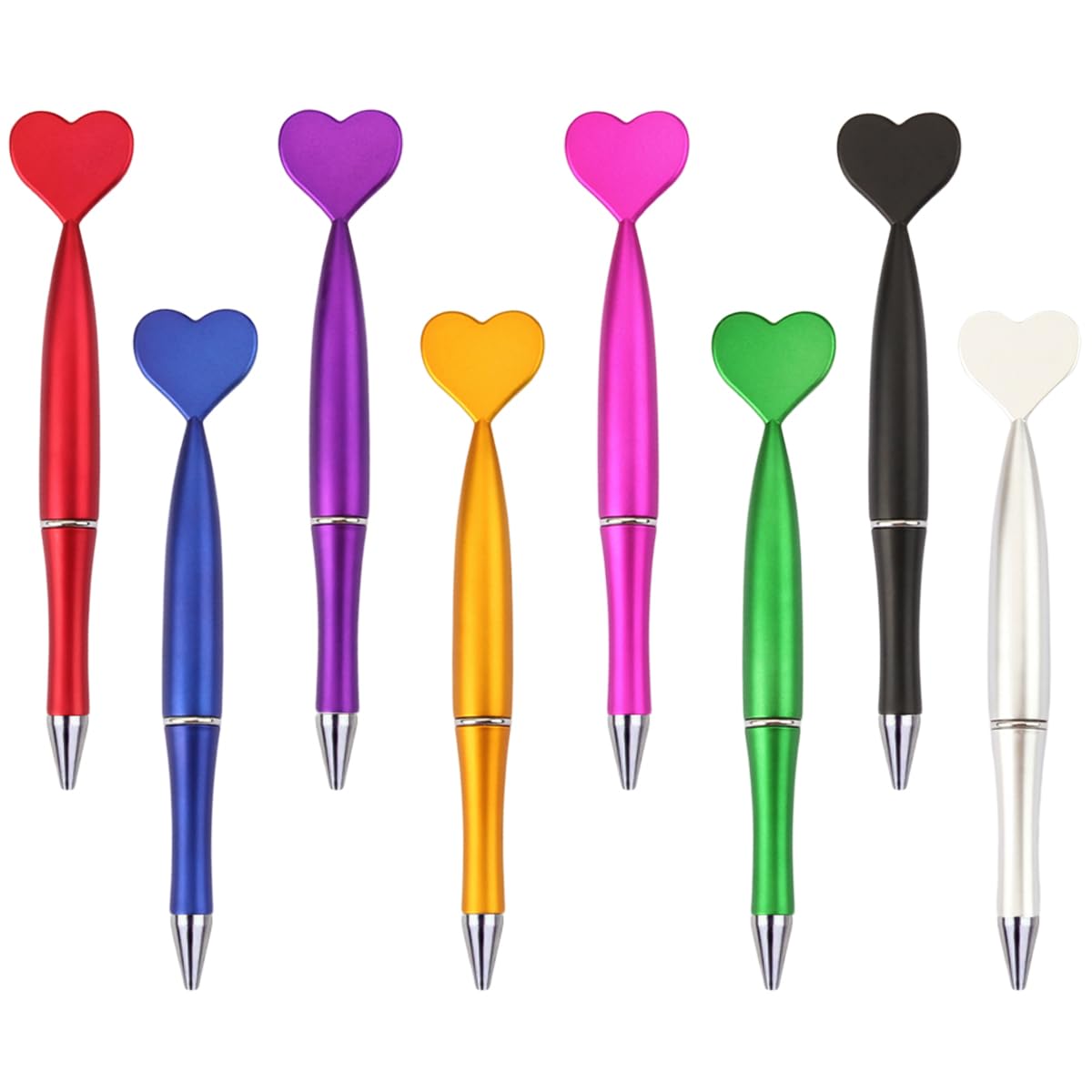 JKJF 8 Pcs Heart Shaped Gel Ink Pens - Black Ink, 1.0 mm Ballpoint - Multicolor - Heart Shaped Pens for School, Office, Gift