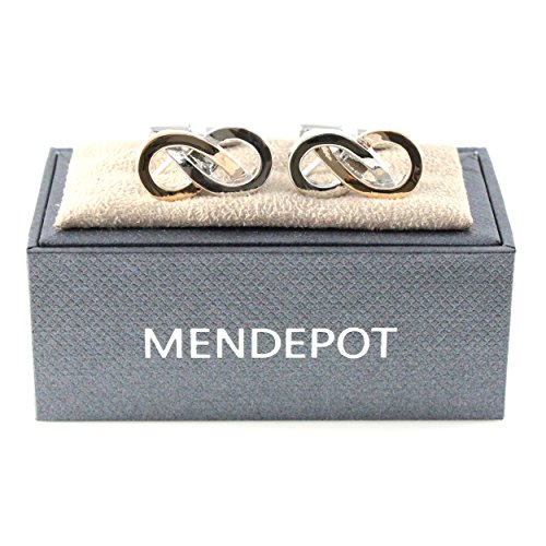 MENDEPOT Fashion Infinity Icon Cufflinks With Box Bi-tone Plated Infinity Symbol Cufflinks With Box