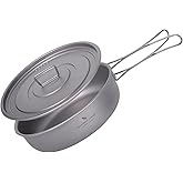 Boundless Voyage Titanium Frying Pan with Lid Portable Folding Handles Outdoor Camping Skillet Griddle Ultralight Cookware Hi