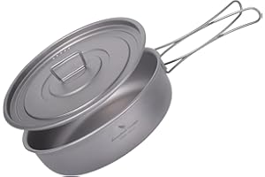 Boundless Voyage Titanium Frying Pan with Lid Portable Folding Handles Outdoor Camping Skillet Griddle Ultralight Cookware Hi
