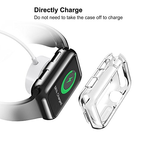 DesertWest Apple Watch Case 38mm, TPU Screen Protector for Apple Watch Series 3/2/1, Nike+, Sport, Edition, 2 Pack, Black/Transparent. - Thumbnail 4