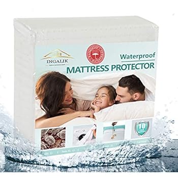 INGALIK Waterproof Mattress Protector King Size Breathable Mattress Cover Hypoallergenic (8