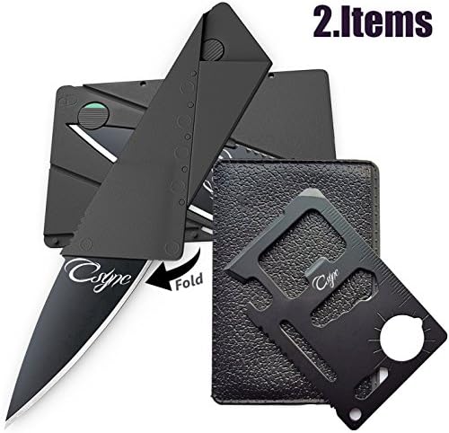 Card Size Letter Opener, Box Cutter Knife with Multi-use Card Size Tool with Bottle Opener, Ruler, Screwdriver, Wrenches, Saw Blade, and more Perfect Fits in Wallet Gifts for Men or Women (2 Items)