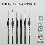 H&S Detail Paint Brushes Set 6pcs Fine Tip for Acrylic Watercolor Oil view 3