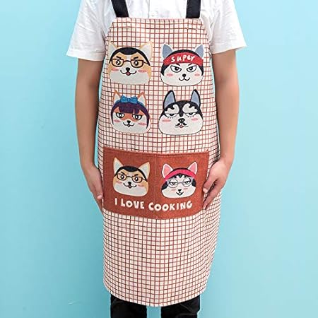 Uhrtimee Tabliers Dessin Animé Chien Tablier Coton Lin Art