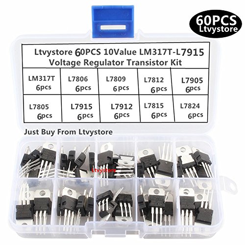 Transistor Kit, 3 Pin Terminal Postive & Negative Voltage Regulator IC Transistors Assorted Assortment Box Kit T0-220 Set,Range L7915-LM317, Pack of 60, by Ltvystore