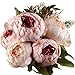 Leagel Fake Flowers Vintage Artificial Peony Silk Flowers Bouquet Wedding Home Decoration, Pack of 1 (Light Pink)