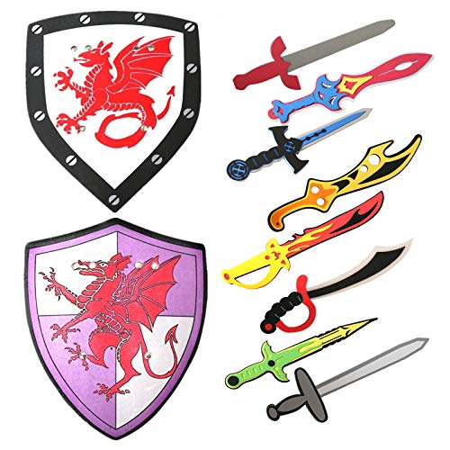 Assorted Foam Toy Swords Foam Sword and Shield Playset Medieval