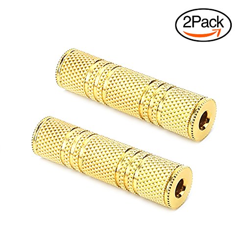 DISINO 2 Pack Audio Coupler, Gold Plated (1/8 Inch) 3.5mm TRS Stereo Mini Jack Female to Female Headphones Adapter Connectors