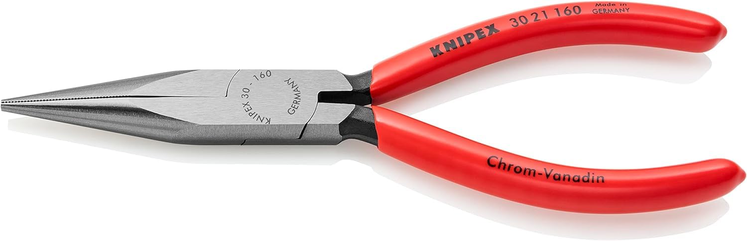 KNIPEX Long Nose Pliers with Plastic Coating 160 mm, 30 21 160