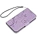 LG G5 Case Wallet - Mavis's Diary Embossed Butterfly Floral PU Leather Flip Folio Case Soft TPU Rubber Inner Cover with Hand Strap Card Holders Magnetic Clasp & Cute Bling Dust Plug & Stylus - Violet