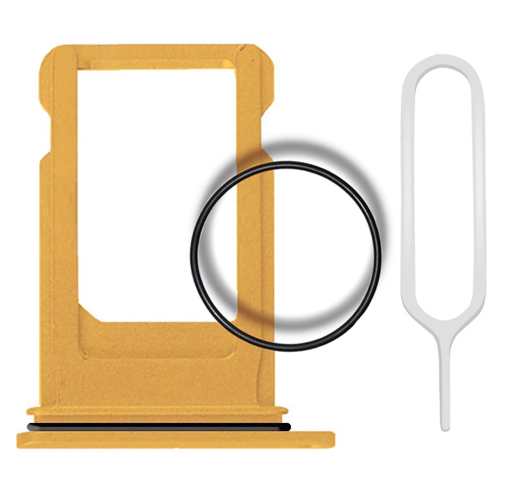 MMOBIEL SIM Card Slot Tray Holder Replacement Compatible with iPhone 11 Pro / 11 Pro Max 2019 - Incl. Rubber Gasket and Sim Pin - Gold