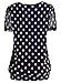 BAISHENGGT Women's Short Sleeve Pleated Front Mesh Blouse X-Large Navy Polka Dot