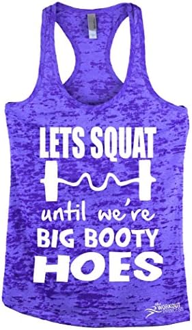 Funny workout tank Lets Squat until we're big booty hoes gym exercise tank shirt (Medium, Purple Rush)
