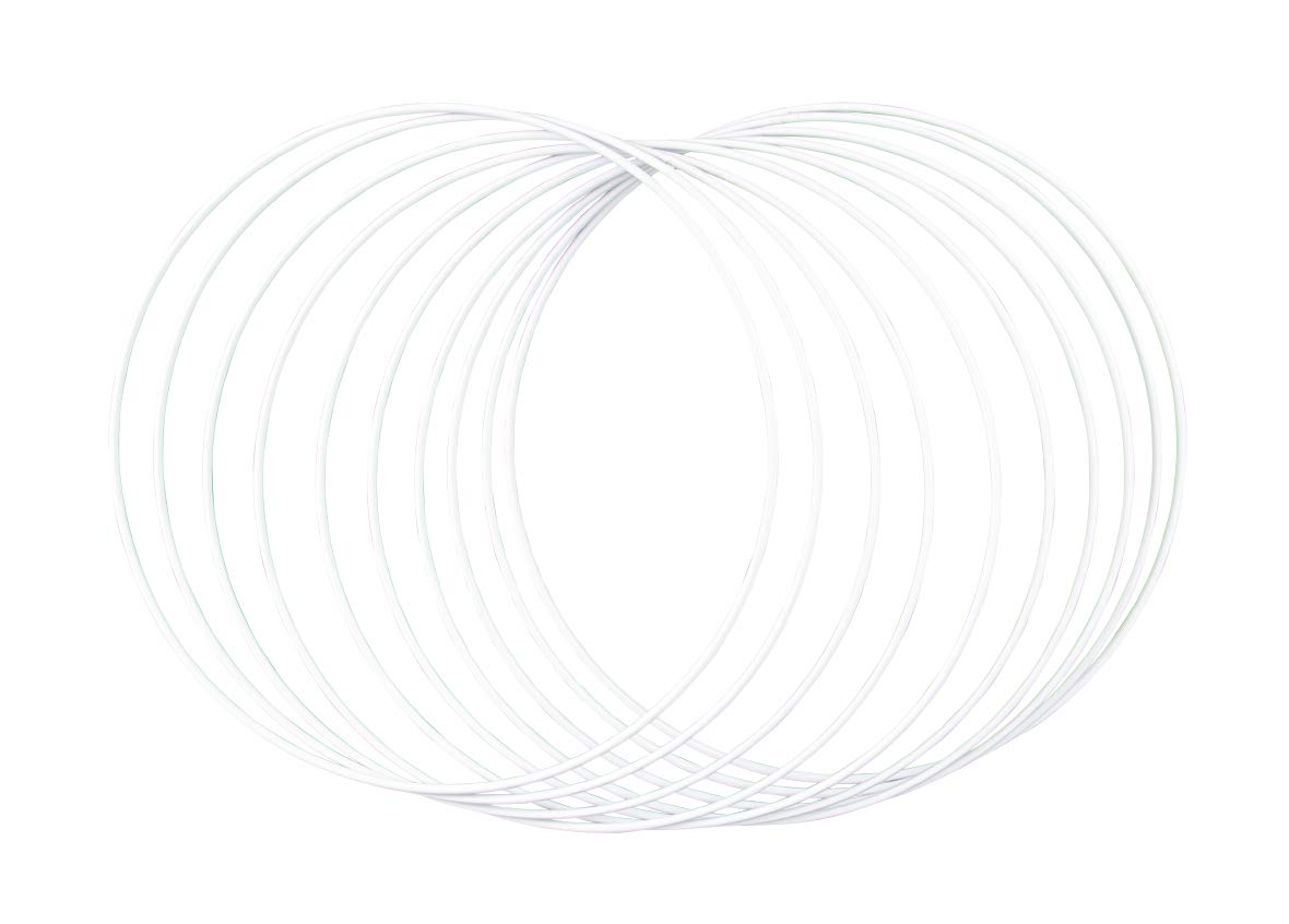 Rayher 25214102 metal rings, pack of 10 (pack of 1), 25 cm diameter, white coated, thickness approx. 3 mm, wire rings for crafts, for wrapping, dreamcatcher, floristry, wedding wreath, hoops