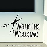 WALK-INS WELCOME Hair Salon Barber Shop Store Front Door Sign Vinyl Decal Sticker BLACK
