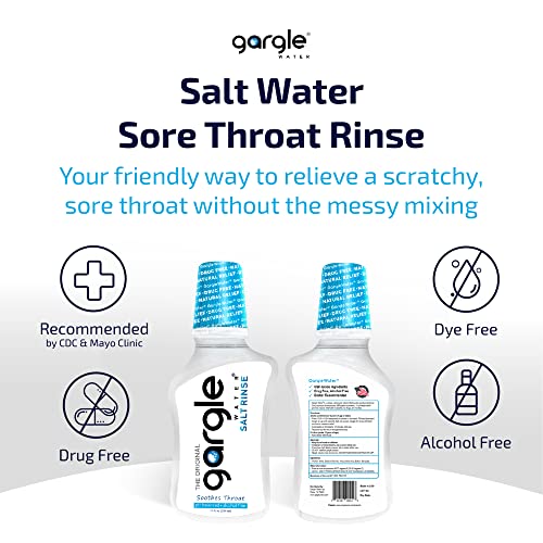 Gargle Water Salt Rinse Mouthwash, 12 fl Oz. Natural Remedy for Irritated Throat. Soothe The