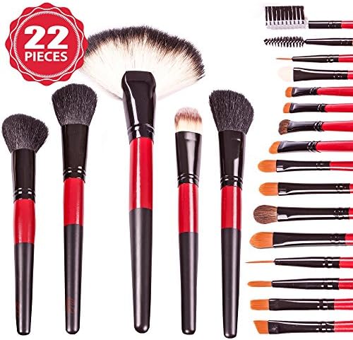Makeup Brush Set Professional Quality -Premium 22 Brushes Kit w/ Case. Kabuki Face Brush Roll. Best for All Cosmetics: Mineral Powder Foundation Blending Brushes