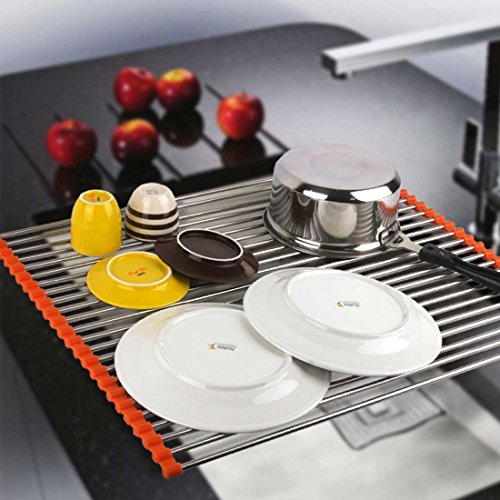 Extra Large RollUp Dish Drying Rack, Multipurpose Over the Sink