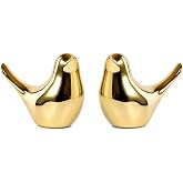 FAB DECOR Small Gold Bird Figurine Set &ndash; Modern Tabletop Sculptures for Living Room, Entryway, Bedroom, Dining Room, Decorative Bird D&eacute;cor for Home Styling - 3.0" &times; 1.5" &times; 2.6"