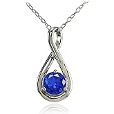 Ice Gems Sterling Silver Simulated Gemstone Polished 5mm Round Infinity Necklace