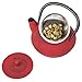 Creative Home Kyusu 10 oz. Cast Iron Tea Pot with Removable Stainless Steel Infuser Basket, Red