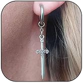 Sword Earrings for Women Men Gothic Dagger Earrings Punk Knife Earrings Silver Huggie Hoop Earrings Sword Dangle Earring Jewelry for Women Men