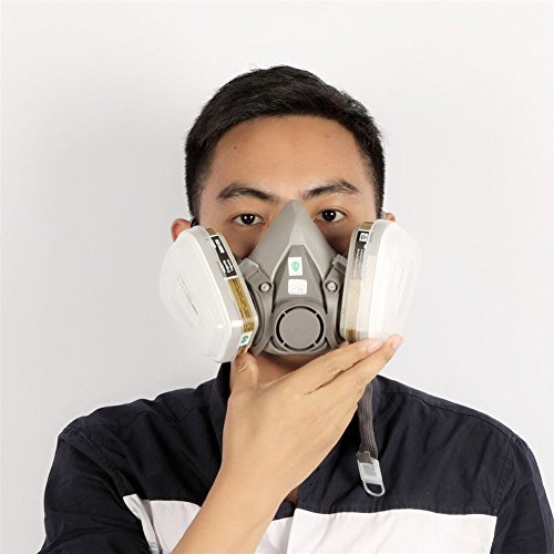 RONGT Safety Mask 3M 7502 / 6200 Respirator Half Face Gas Mask Painted Activated Carbon Mask Against Organic Vapors Gas Cartridges 7 Items for 1 Set (7502) - Thumbnail 6