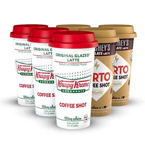 FORTO Coffee Shots - 100mg Caffeine, Krispy Kreme/Hershey's Variety Pack, Ready-to-Drink on the go, High Energy Cold Brew Coffee - Fast Coffee Energy Boost, 6 Pack