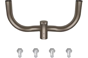 LEDMO Double Bullhorn Bracket LED Parking Lot Light 180 Degree Mounting Bracket Round Pole Double L Mounts Tenons for 2 Pack Dusk to Dawn Outdoor LED Shoebox Area Light Street Lighting Stadium fixture