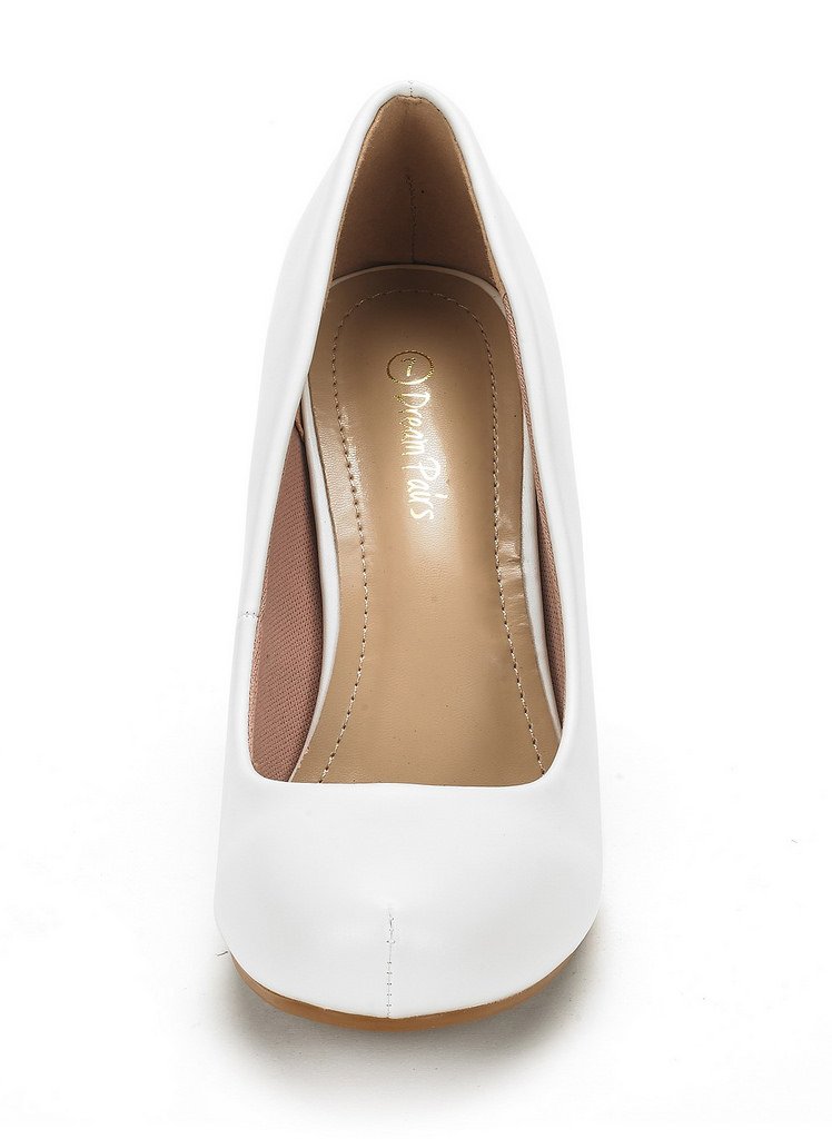 DREAM PAIRS ARPEL Women's Formal Evening Dance Classic Low Heel Pumps Shoes New White Pu Size 5 - Image 3