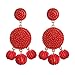 ELEARD Beaded Earrings Elegant Soriee Dangle Bead Disc Bead 3 Ball Dangle Ear Drop Bead Tassel Earrings for Women Light Red