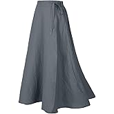 Mingyuezai Womens Wrap Skirt Ankle-Length Vintage Linen Skirts