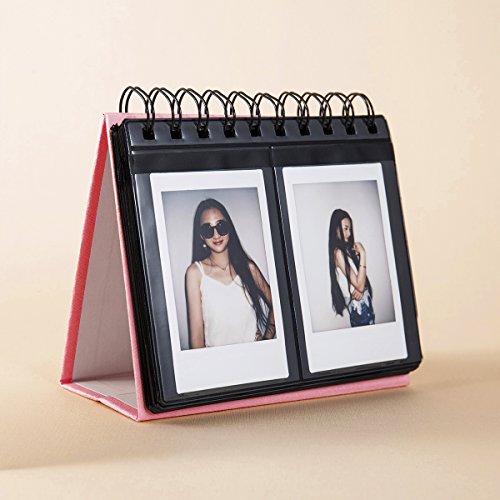 CAIUL Compatible 68 Pockets Desk Calendar Style Photo Album for Fujifilm Instax Mini 7s 8 8+ 9 25 26 50s 70 90 Films (Pink)