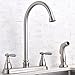 Brushed Nickel Two Handle Stainless Steel Kitchen Faucet With Sprayer,High Arch 360 Swivel Kitchen Faucet Side Sprayer