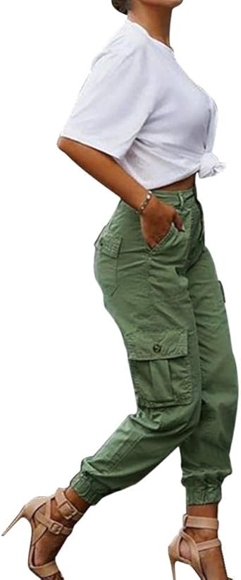 Cargohose Damen High Waist - Jogginghose Mit Multi-Taschen